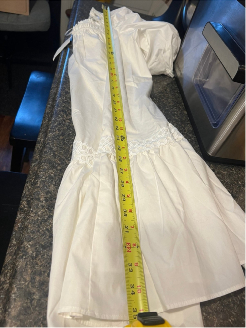 NWT H&M WHITE POPLIN DRESS WITH PUFF SLEEVES - Picture 11 of 11